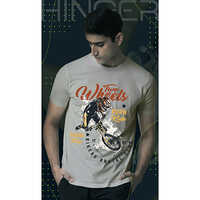 Round Neck Printed T-Shirt - Cotton, Sizes S to XL , Short Sleeves, Trendy Patterns