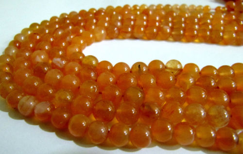 Natural Carnelian Round Ball shape Plain Beads 7-8mm Strand 8 inches Long