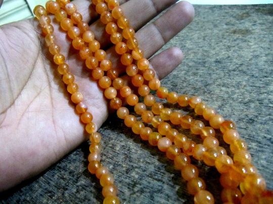 Natural Carnelian Round Ball shape Plain Beads 7-8mm Strand 8 inches Long