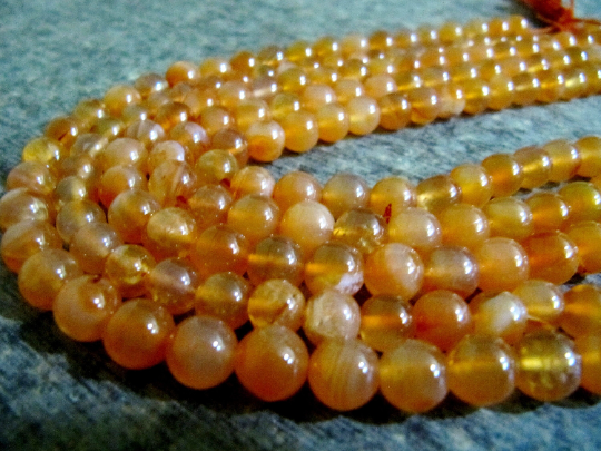 Natural Carnelian Round Ball shape Plain Beads 7-8mm Strand 8 inches Long