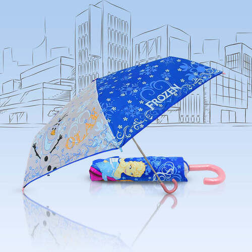 3-Fold U-Shape Handle Umbrella Summer Sun And Rain Protection Foldable Cute Umbrella 8580