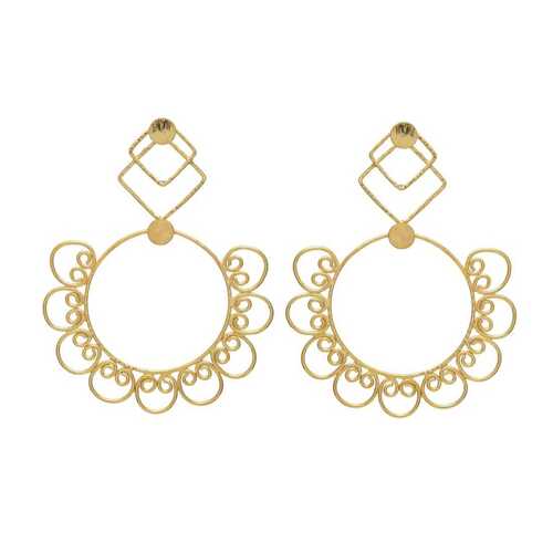 Stylish drop brass earring set for woman