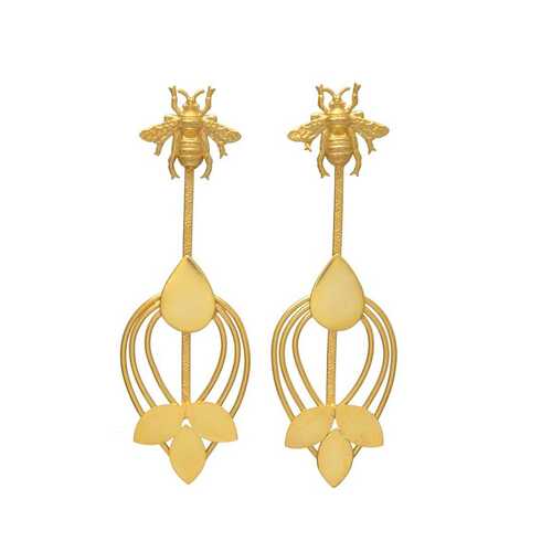 Golden dangle flower earring set for woman