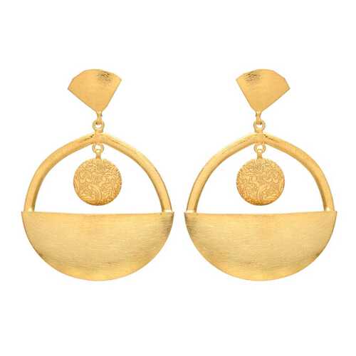 golden disc drop earring set for woman