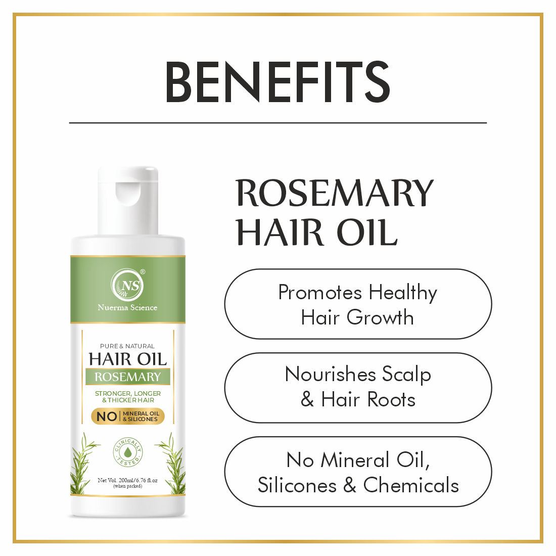 Nuerma Science 100% Pure & Natural Rosemary Oil Hair Oil (200ml)