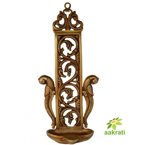 aakrati Wall Decor Candle Stand/Oil lamp by Aakrati Brass Hanging Diya  (Height: 10.9 inch)