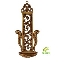 Aakrati Wall Decor Candle Stand/oil Lamp By Aakrati Brass Hanging Diya  (height: 10.9 Inch) - Color: Yellow