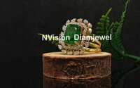 Natural Diamond And Emrald Astro Ring. - Diamond Carat Weight: 3.46 Carat