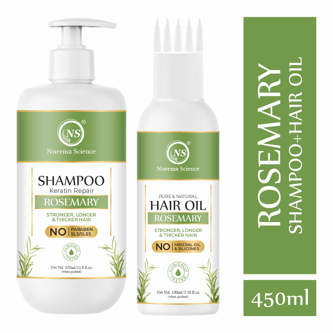 Nuerma Science 100% Natural Rosemary Oil Shampoo 350ml  Conditioner Combo Pack for Hair Growth