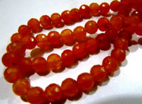 Natural Carnelian Round Faceted 6-7mm Beads Sold Per  Strand 10 inch Long