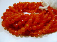 Natural Carnelian Round Faceted 6-7mm Beads Sold Per  Strand 10 inch Long