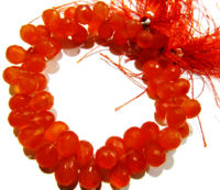 Natural Carnelian Tear drop Shape Faceted 6x9mm Beads Strand 8 inches long