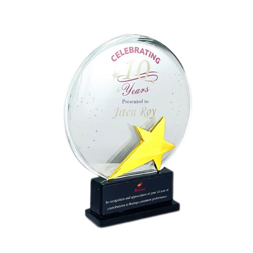 SSC G 7347 A GOLD Crystal Glass Trophies