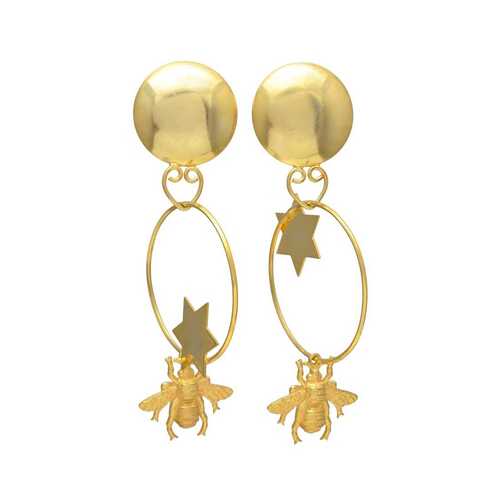 Bee and star dangle earring set