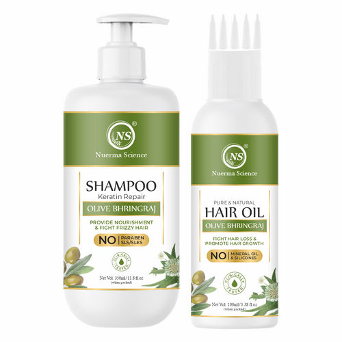 Nuerma Science 100% Natural Olive Bhringraj Shampoo  Hair Oil 100ml Combo Pack for Hair Growth