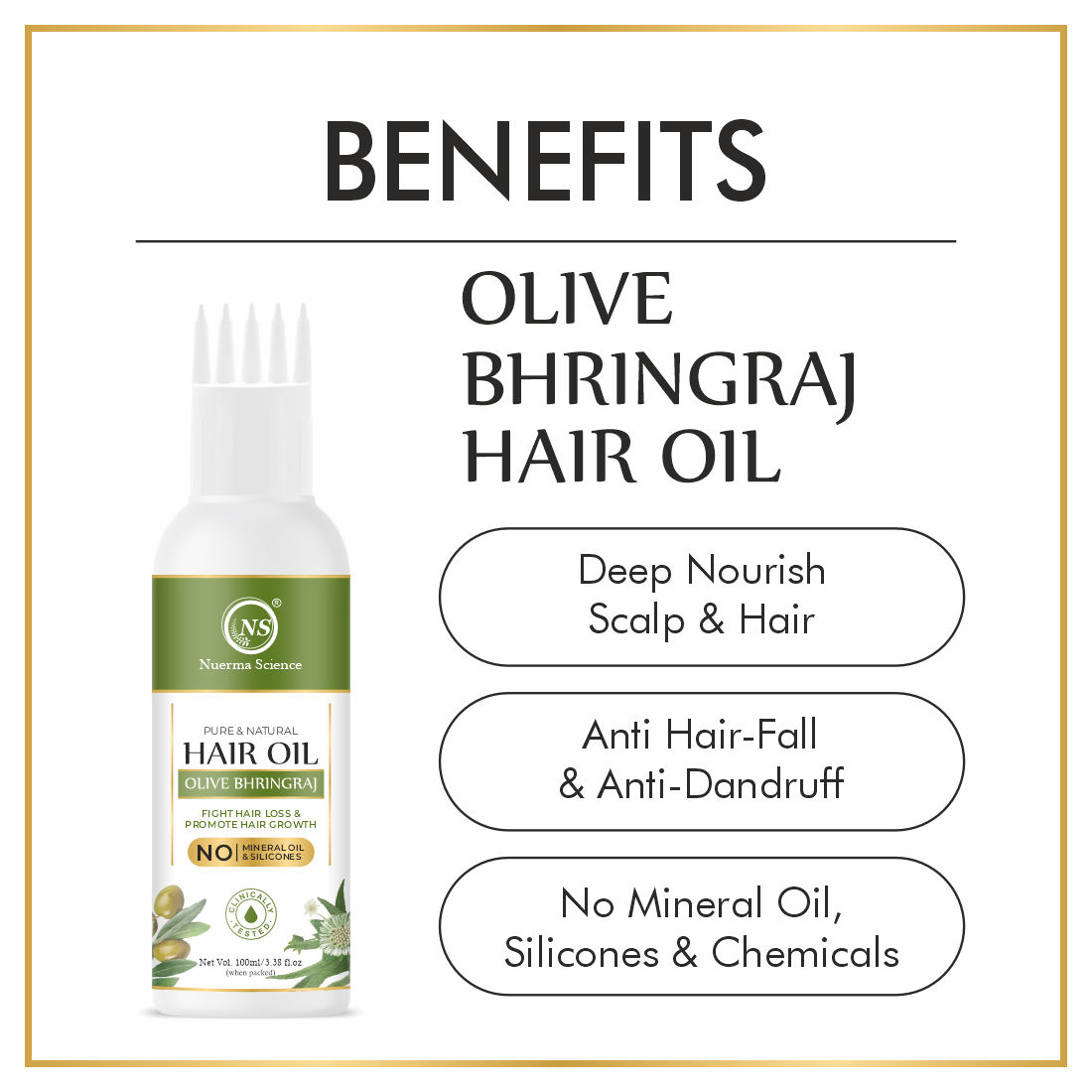 Nuerma Science 100% Natural Olive Bhringraj Shampoo  Hair Oil 100ml Combo Pack for Hair Growth