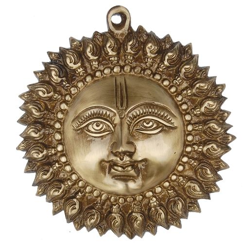 aakrati Decorative Sun Face Hanging Statue Decorative Showpiece - 4 cm  (Brass, Gold)