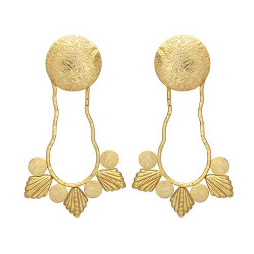 Brass leafs dangle earring set