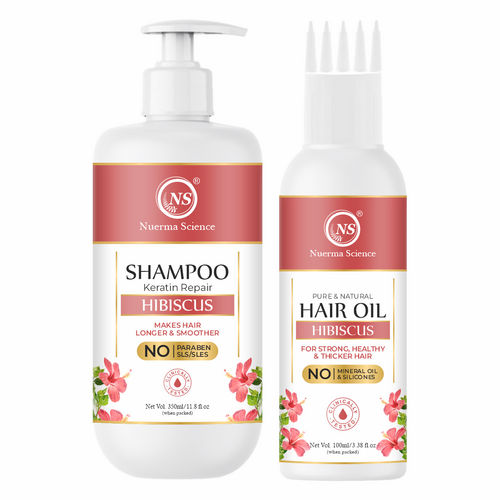 Nuerma Science Natural Hibiscus Shampoo 350ml  Hair Oil 100ml Combo Pack for Hair Growth