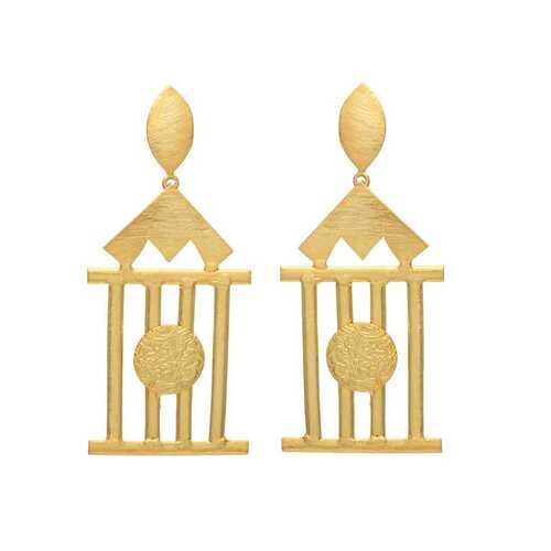 Brass unique dangle earring set