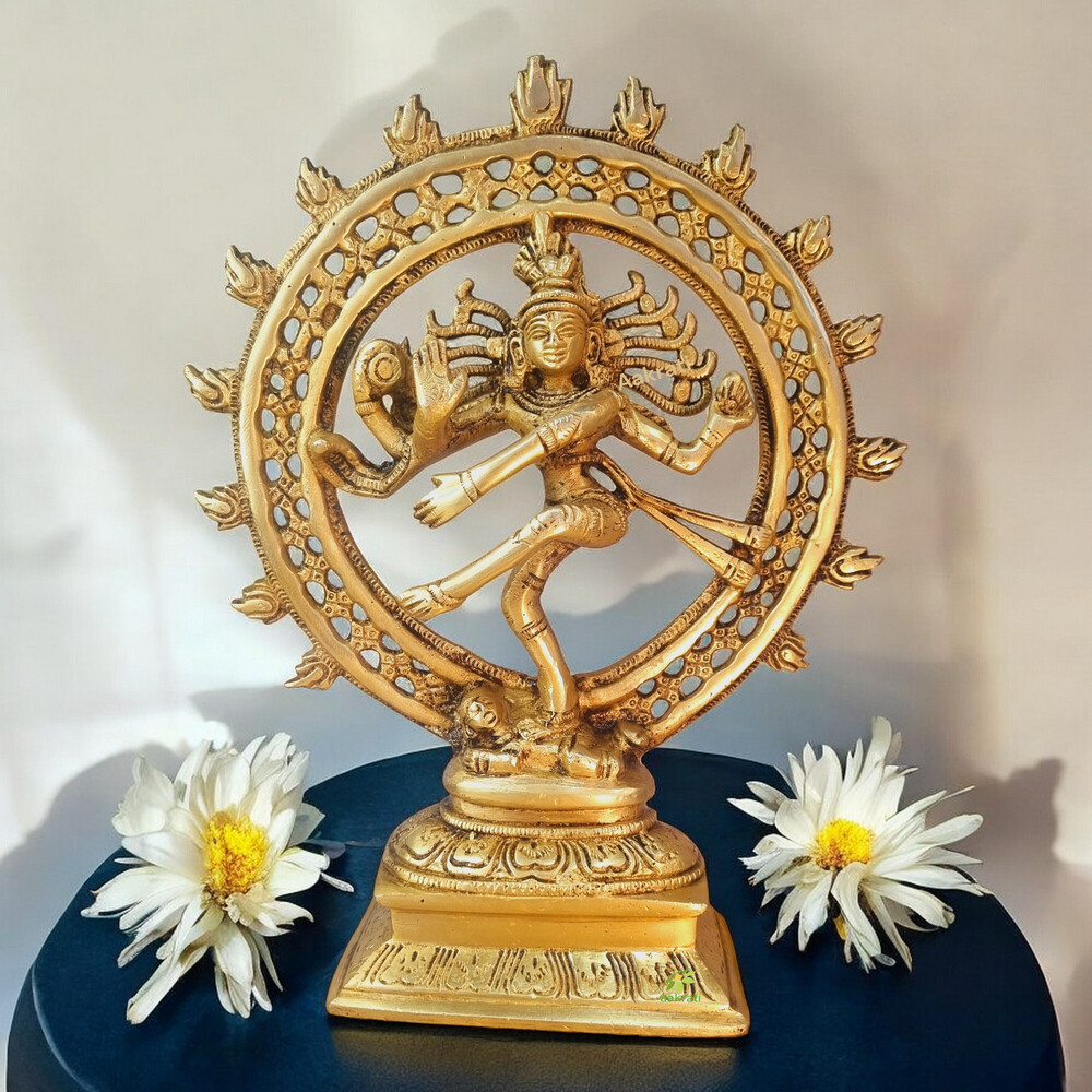 aakrati Dancing Shiva (Natraj ) Brass Statue for Decoration Decorative Showpiece - 24 cm  (Brass, Yellow)