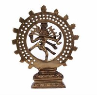 aakrati Hindu God Shiva (Natraj) Statue Of Brass Decorative Showpiece - 20.32 cm  ( Brown)