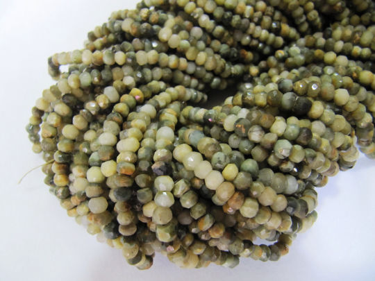 Natural Cat's Eye Rondelle Faceted 3-4mm Beads Strand 13 inches long