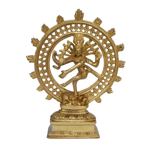 aakrati Lord Shiva In Dancing Position ( Natraj) Metal Made Gift Decorative Showpiece - 20.32 cm  (Brass, Gold)