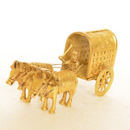 aakrati Bullock Cart for gift and decor made of brass Decorative Showpiece -  (Brass, Yellow)