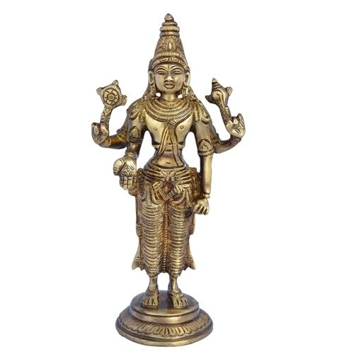 aakrati Lord Vishnu Glorious Idol Made Of For Temple By Decorative Showpiece - 17 cm  (Brass, Black)