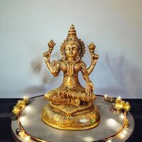 Aakrati Goddess Laxmi Reliogious Statue For Wealth And Fortune Decorative Showpiece - 20 Cm  (brass, Yellow) - Color: Yellow