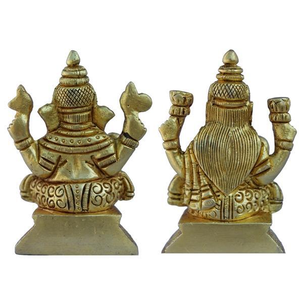 aakrati Lakshmi and Ganesha Pair in Yellow Finish Decorative Showpiece - 8 cm  (Brass, Yellow)