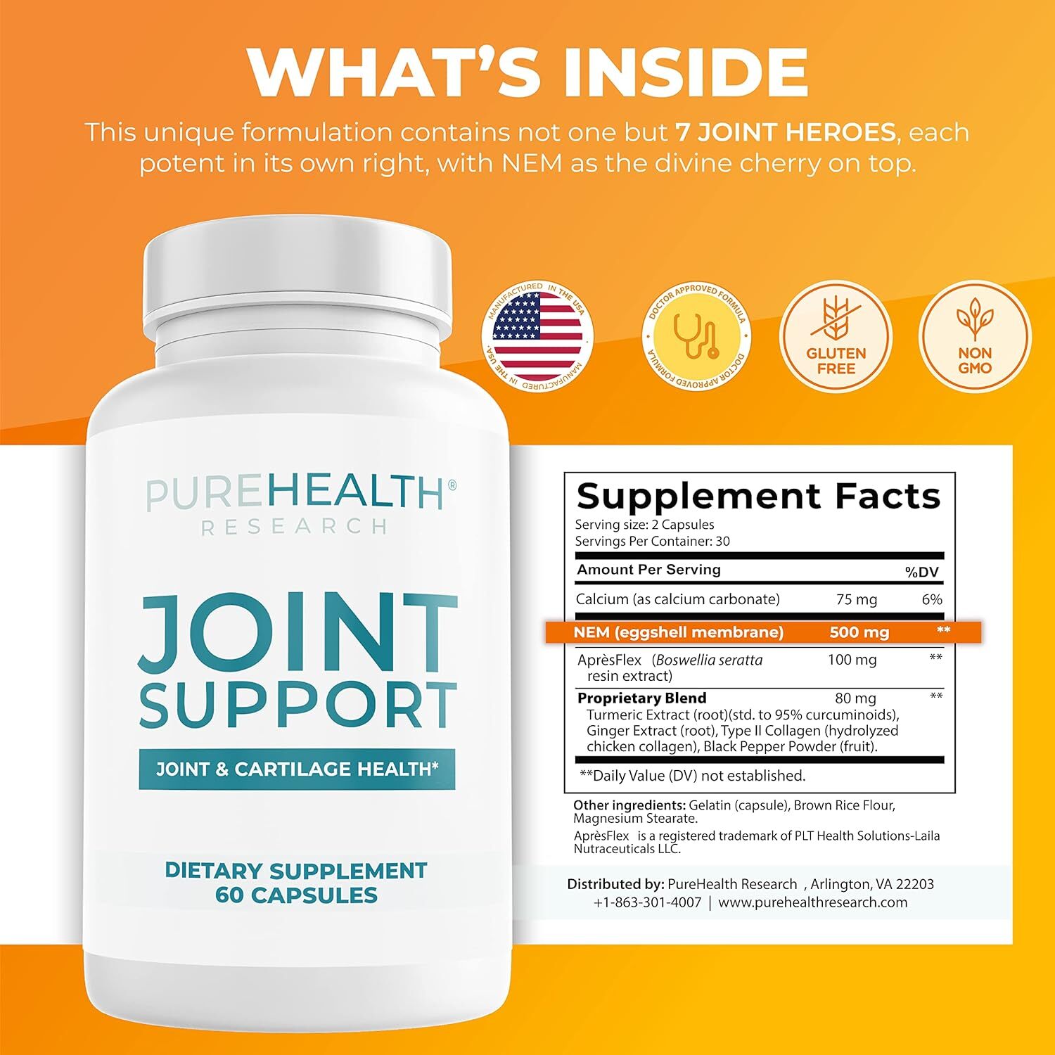 PUREHEALTH RESEARCH Joint Support 60 Capsules