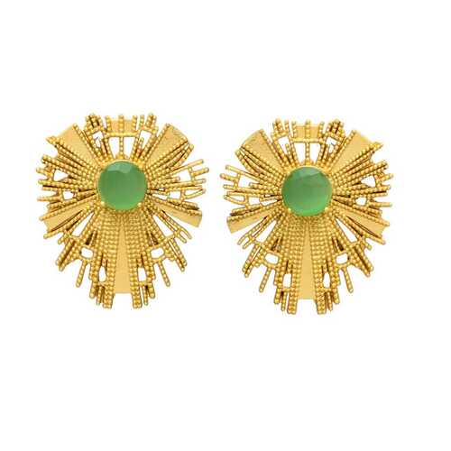 Brass hook earrings with peridot hydro gemstone