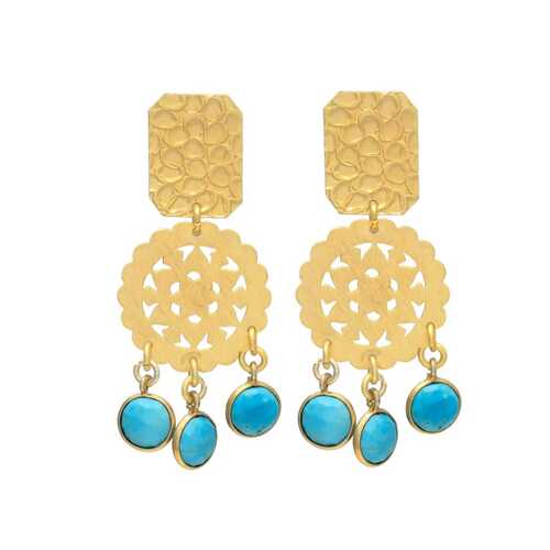 Round shape dangle brass earrings