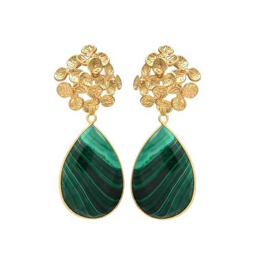 Gold plated emerald hydra gemstone earrings