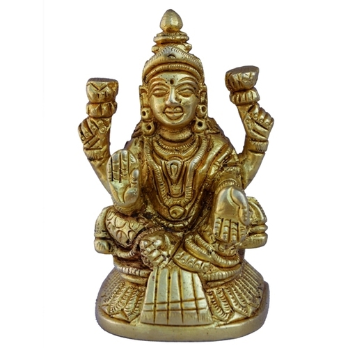 aakrati Goddess Lakshmi Statue in Yellow Finish Decorative Showpiece - 8 cm  (Brass, Yellow)