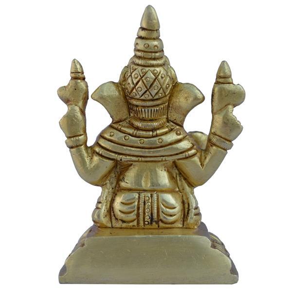 aakrati Lord Ganesha Brass Statue Decorative Showpiece - 8 cm  (Brass, Yellow)