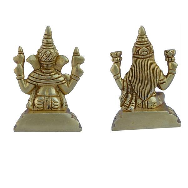 aakrati Lakshmi and Ganesha Pair of Brass Metal Decorative Showpiece - 8 cm  (Brass, Yellow)