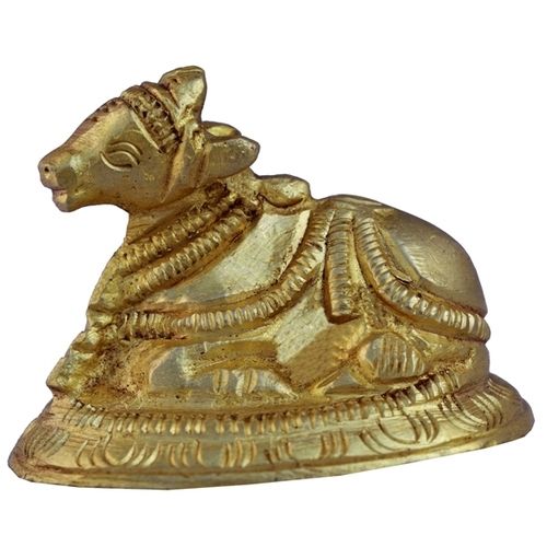 aakrati Nandi(Bull) Statue for Worship Decorative Showpiece - 4 cm  ( Gold)