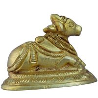 aakrati Nandi(Bull) Statue for Worship Decorative Showpiece - 4 cm  ( Gold)