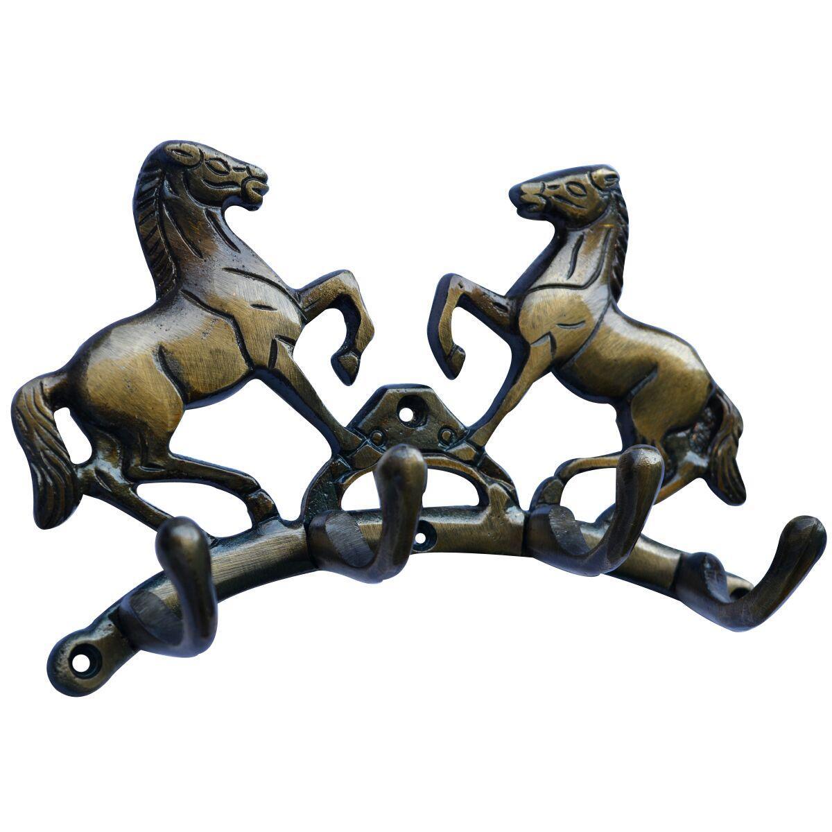 aakrati Two Horse Unique for Gift Aluminium Key Holder  (4 Hooks, Black, Brown)