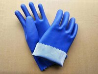 PVC Gloves - Blue | Scalloped Cuff Design for Industrial Use