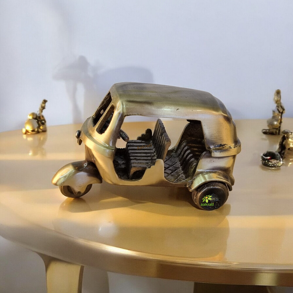 aakrati Small Tempo For Gift And Decoration Decorative Showpiece - 7.62 cm  (Brass, Brown)