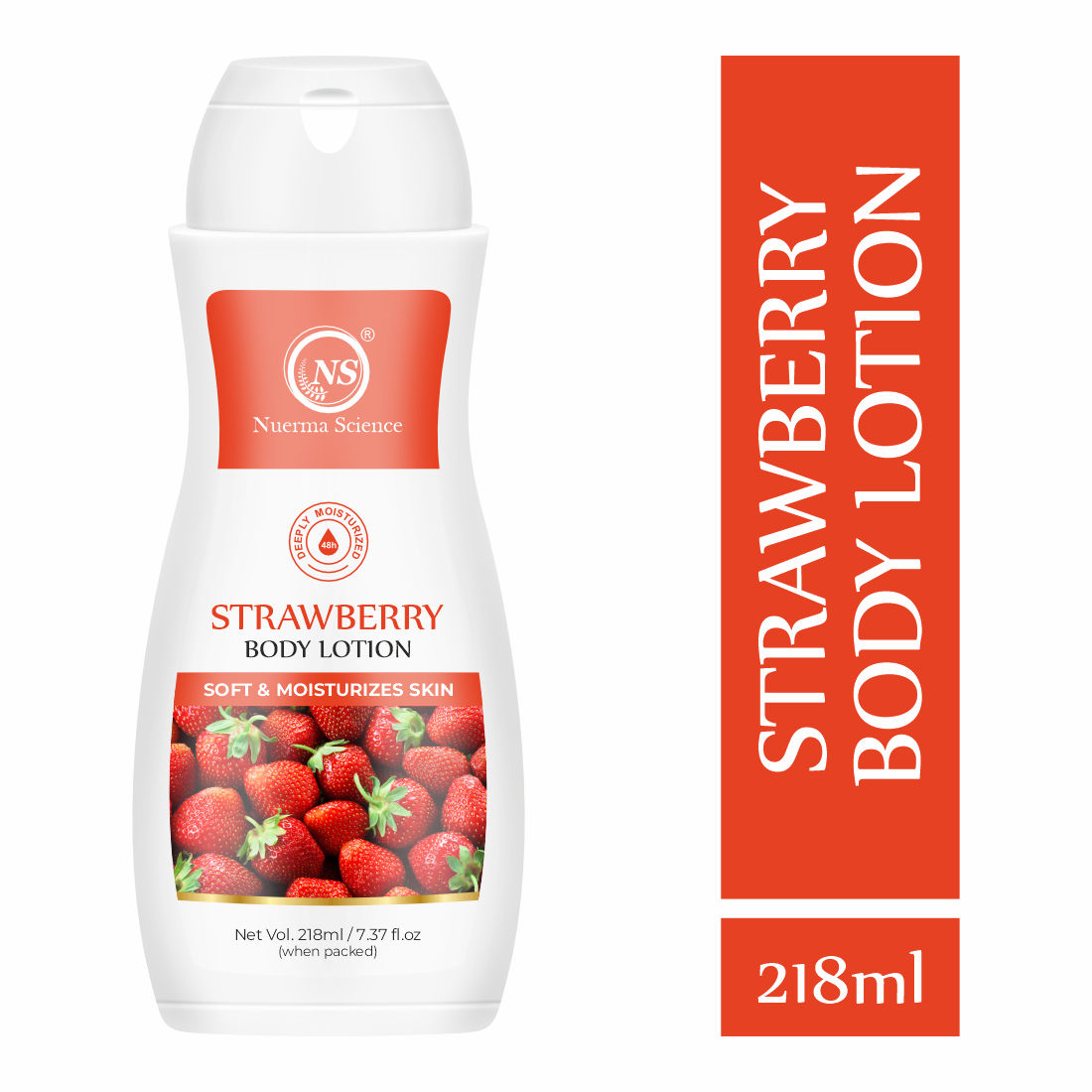 Nuerma Science Strawberry Body Lotion  24 Hr Nourishing Body Lotion for Women & Men ( 218ml)