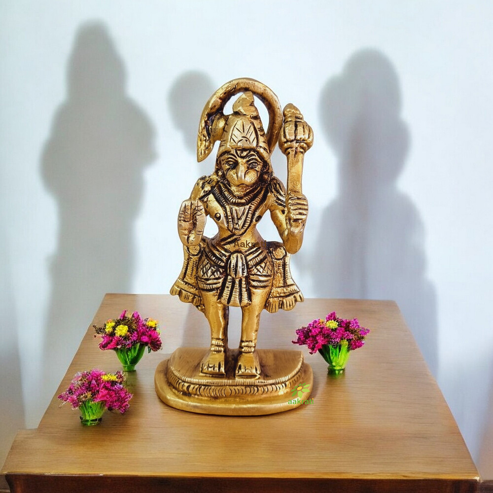 Small Hanuman Statue 4 Inch Ideal for Home/Office: Religious Idol with Hand Engraving