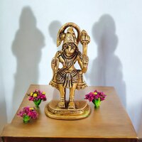 Small Hanuman Statue 4 Inch Ideal For Home/office: Religious Idol With Hand Engraving - Color: Yellow