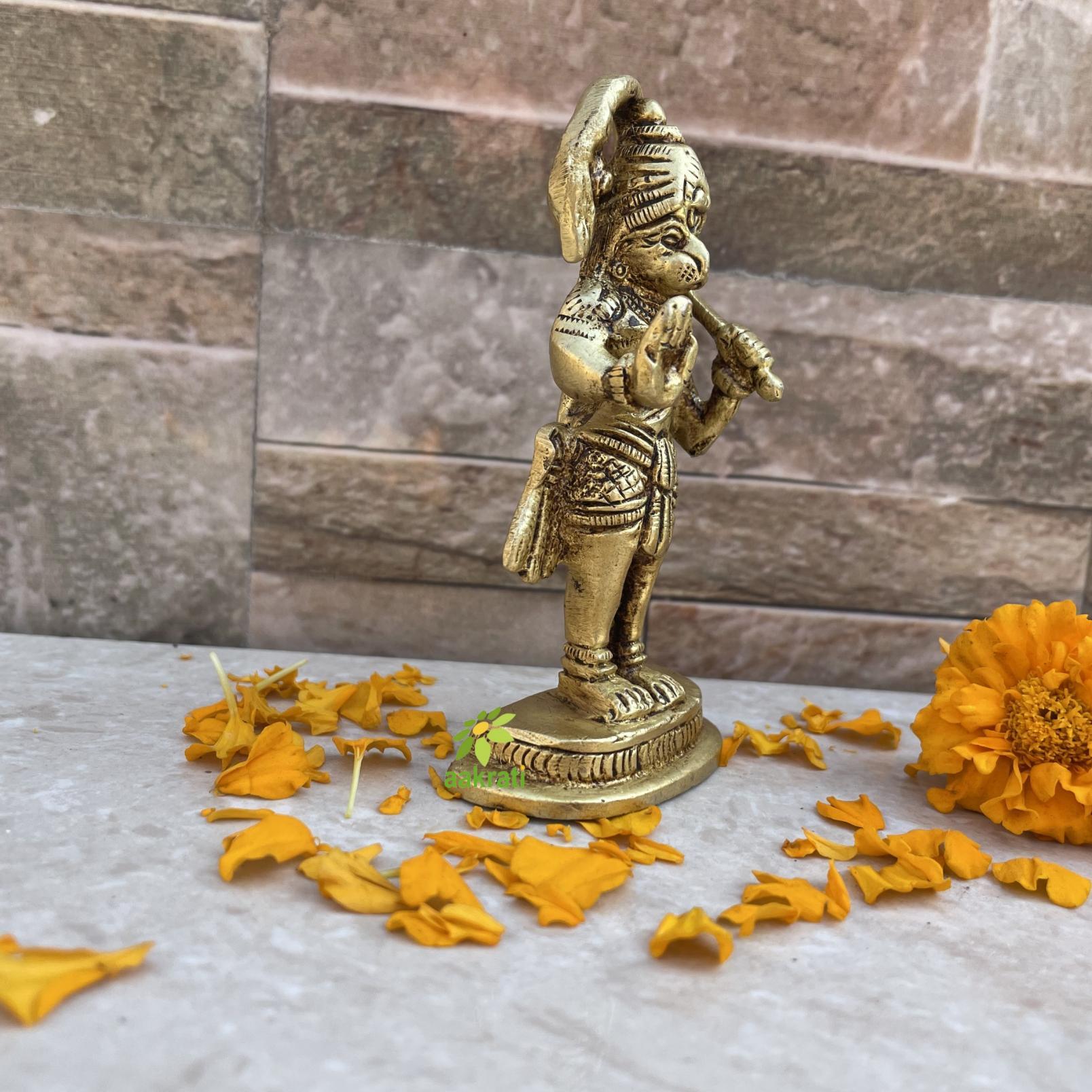 Small Hanuman Statue 4 Inch Ideal for Home/Office: Religious Idol with Hand Engraving