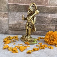 Small Hanuman Statue 4 Inch Ideal for Home/Office: Religious Idol with Hand Engraving