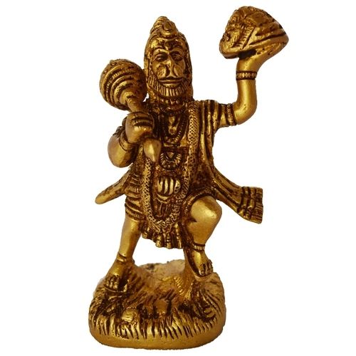 aakrati Lord Hanuman Brass Statue Decorative Showpiece - 10 cm  (Brass, Yellow)